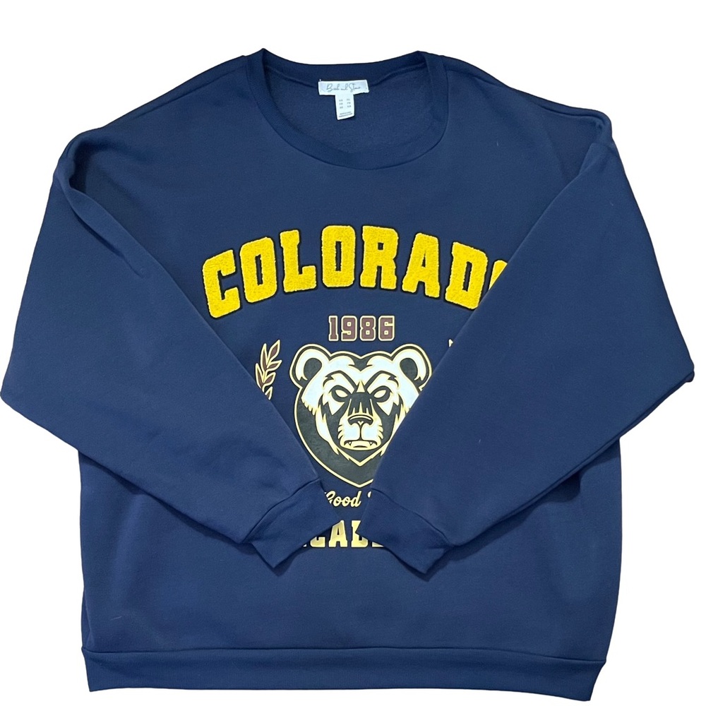 Birch and Stone Blue Colorado Bear Crewneck Sweater XL